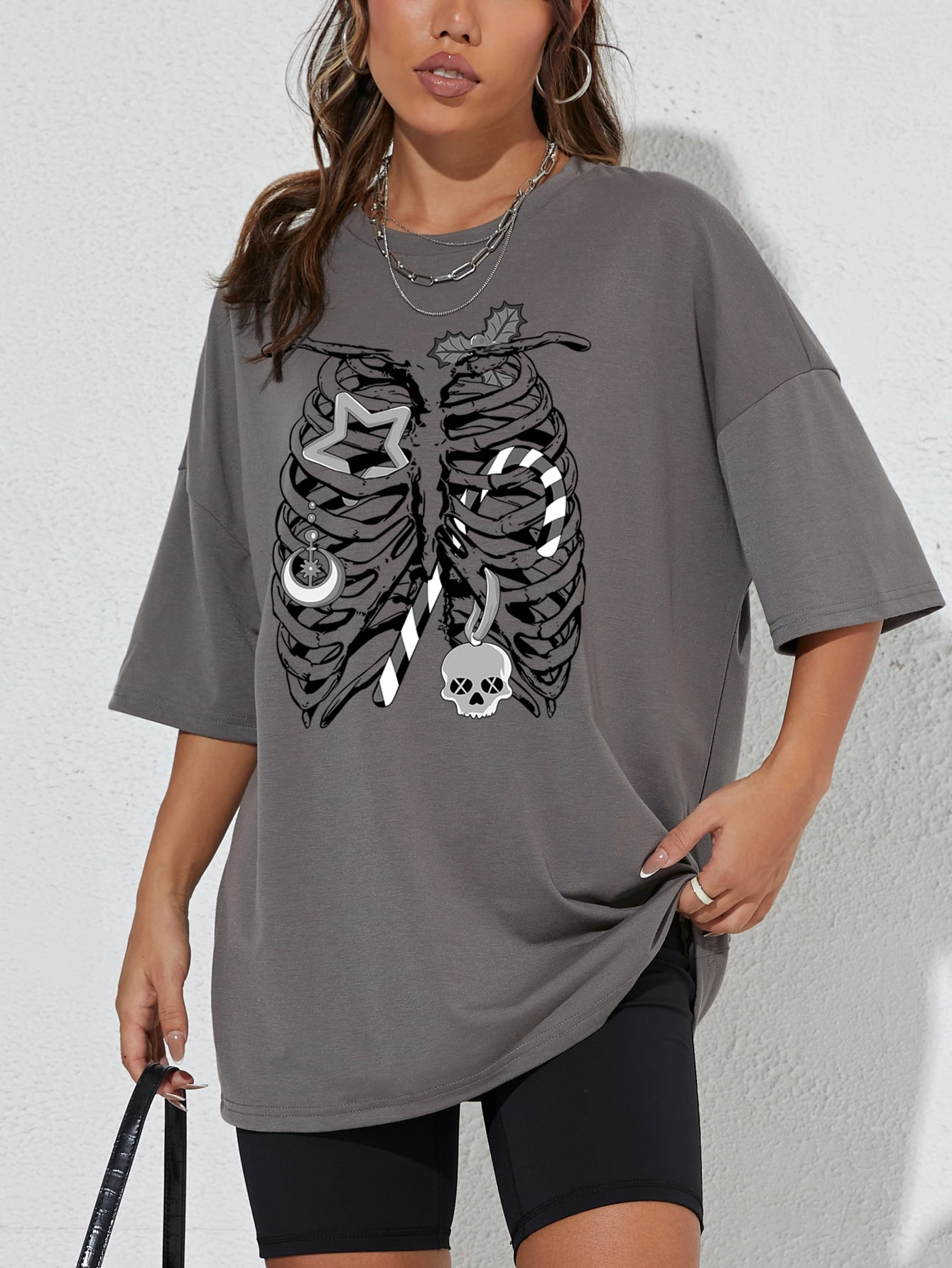 Disfraz Esqueleto Embarazada Camiseta De Hombros Cau00eddos