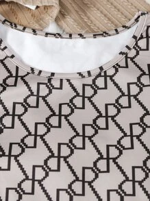 Girls High Low Hem Tee & Allover Print Tank Dress - Multicolor - View 3