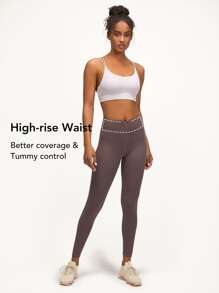 GLOWMODE 26" FeatherFit™ Lace-Up Waist Leggings - Mauve Purple - View 4