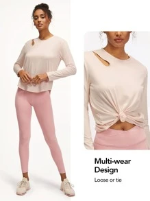 GLOWMODE Cutout Curved Hem Top - Apricot - View 4