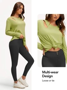 GLOWMODE Cutout Curved Hem Top - Lime Green - View 4