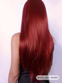 Long Straight Synthetic Wig - Burgundy - View 2