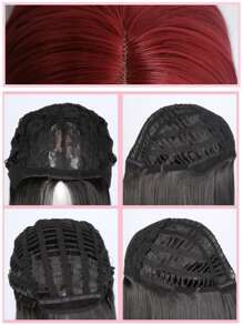 Long Straight Synthetic Wig - Burgundy - View 6