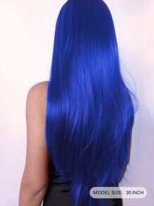 Long Straight Synthetic Wig - Royal Blue - View 2