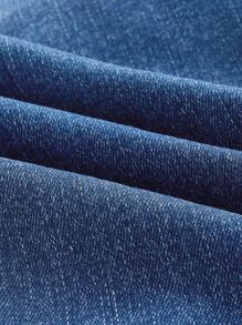 SHEIN Essnce Cut Out Drawstring Waist Ripped Raw Hem Skinny Jeans - Light Wash - View 10