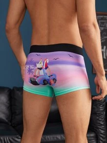 Hombres Calzoncillos boxer de ombré con estampado de letra - Multicolor - Ver 2