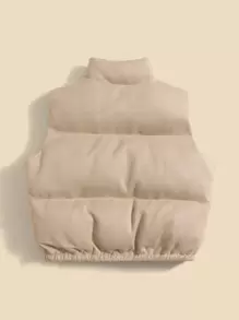 女婴单件拉链前背心加厚外套 - 卡其色 - 查看 2