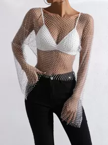 Zolique Áo nữ cắt màu trơn Hấp dẫn - trắng - Xem 1