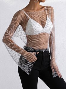 Zolique Áo nữ cắt màu trơn Hấp dẫn - trắng - Xem 4