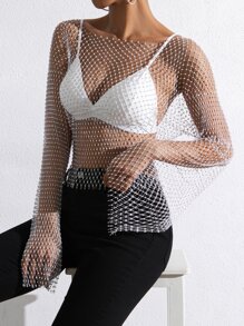 Zolique Áo nữ cắt màu trơn Hấp dẫn - trắng - Xem 6