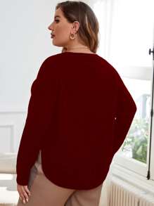 Calvaya Jersey de manga raglán bajo curvo - Burdeos - Ver 2