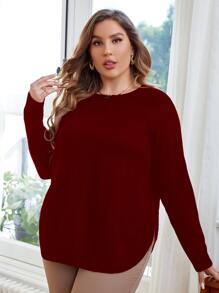 Calvaya Jersey de manga raglán bajo curvo - Burdeos - Ver 4