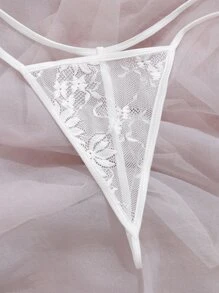 Classic Sexy Đồ lót gợi cảm Nữ Nơ Bướm Cắt ra màu trơn Gợi cảm - trắng - Xem 3