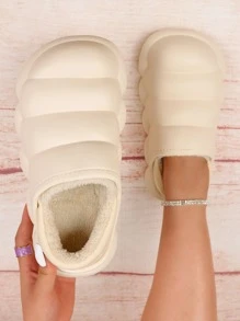 pueenb Zuecos de trabajo con forro térmico - Beis - Ver 1