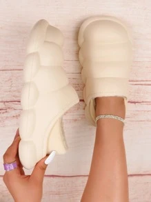 pueenb Zuecos de trabajo con forro térmico - Beis - Ver 4