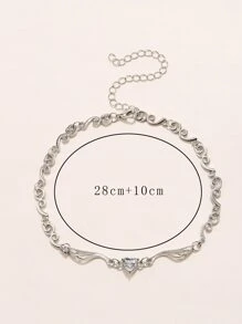 Cubic Zirconia Heart Pendant Necklace - Silver - View 4