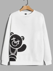 GENTILAND Men Cartoon Graphic Pullover - White - View 5
