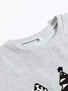 SHEIN EZwear Christmas Print Thermal Sweatshirt - Grey - View 6