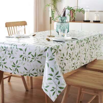 Bamboo PVC Tablecloth, Waterproof, Oil-Proof, Dust-Proof, Not Washable, Ironable, Anti-Slip, Rectangular Tablecloth, Protective Table Mat