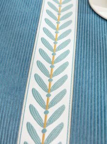 葉子刺繡沙發扶手巾 - 藍色 - 查看 4