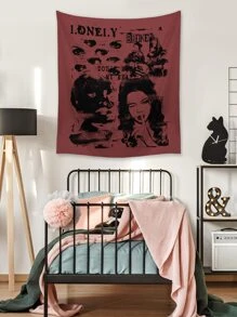 ROMWE Grunge Punk 1pc Figure & Letter Graphic Tapestry, Modern Hanging Wall Art Cloth For Home Decor - Multicolor - View 5