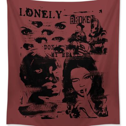 ROMWE Grunge Punk 1入組人物和字母圖案掛毯