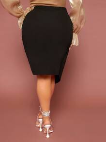 SHEIN SXY 大碼水鑽細節不對稱下擺半身裙