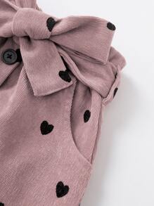 小女童愛心圖案紙袋腰腰帶燈芯絨半身裙