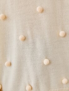 SHEIN Teen Girls Pompom Detail Drop Shoulder Jumper - Beige - View 5