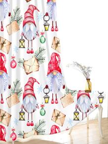 2pcs Christmas Gonk Print Curtain - Multicolor - View 2
