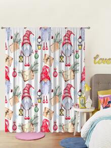 2pcs Christmas Gonk Print Curtain - Multicolor - View 4
