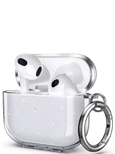 Glitter Earphone Case Stand Compatible With AirPod 4 Pro 3, 3, 2/1, Transparent Bluetooth Earphone Protective Case Soft Earphone Cover