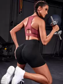 Easithlete Quần Shorts Thể thao Nữ màu trơn - màu đen - Xem 5