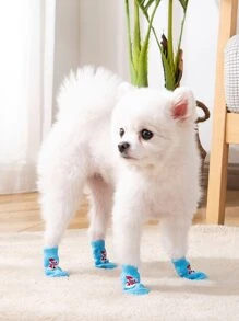 4pcs Christmas Snowman Pattern Pet Sock - Multicolor - View 2