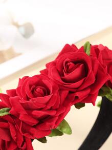 Flower Decor Headband Boho - Red - View 4