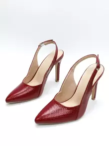 Fall/Winter Women's Sexy Ultra High Heel Stilettos Pointed Toe Mule Slip-On Sandals With Strap, New Design,Elegant,Kitten Heels,Party,Stilettos Heels - Burgundy - View 3