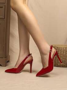 Fall/Winter Women's Sexy Ultra High Heel Stilettos Pointed Toe Mule Slip-On Sandals With Strap, New Design,Elegant,Kitten Heels,Party,Stilettos Heels - Burgundy - View 7