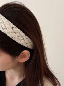 格紋圖案髮箍 - 白色 - 查看 3