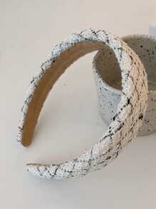 格紋圖案髮箍 - 白色 - 查看 4