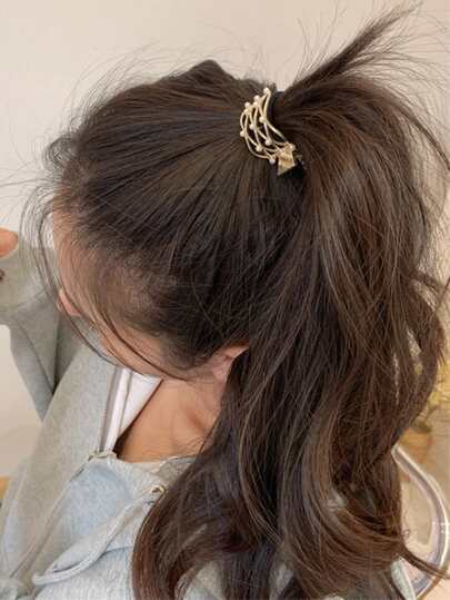 Faux Pearl Decor Hair Claw Casual