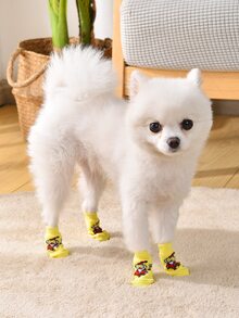 4pcs Christmas Santa Claus Pattern Pet Socks - Multicolor - View 2