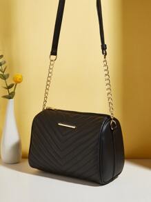 鋸齒紋金屬裝飾水桶包 - 黑色 - 查看 2