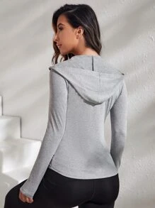 Easithlete Cazadora deportiva con cremallera con capucha - Gris Claro - Ver 2