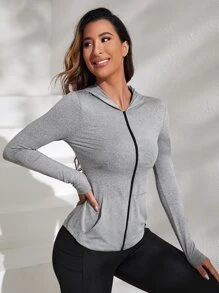 Easithlete Cazadora deportiva con cremallera con capucha - Gris Claro - Ver 3