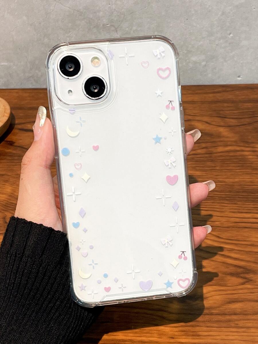 2In1 Star, Moon & Butterfly Accent Clear Acrylic PC Case For IPhone