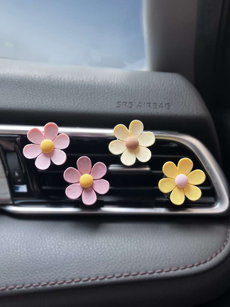 4pcs Flowers Decorative Paste Outlet Solid Car Aromatherapy Car Fragrance Decorative Supplies Automotive Accessories - Multicolor - View 1