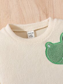 Baby Boy Cartoon Embroidery Triangle Trim Sweatshirt & Pants - Multicolor - View 8