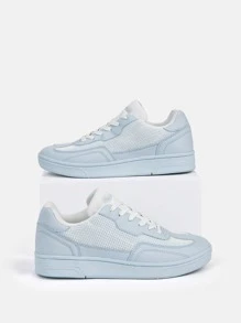 Knit Detail Lace-up Front Skate Shoes - Baby Blue - View 2