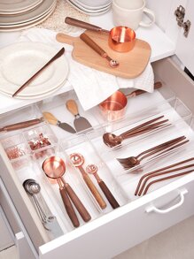 SHEIN Basic living 独家 1 件可堆叠书桌抽屉收纳托盘隔板适用于浴室梳妆台厨房办公室（未套装）房间装饰家居装饰秋季装饰卧室装饰 - 無色 - 查看 6