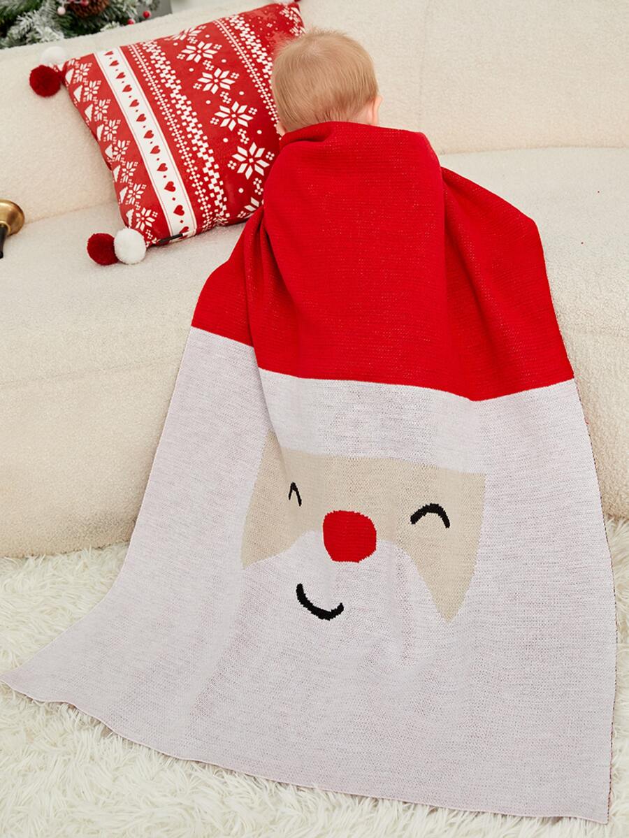 聖誕嬰兒聖誕老人圖案繈褓毯 - 紅白色 - 查看 1